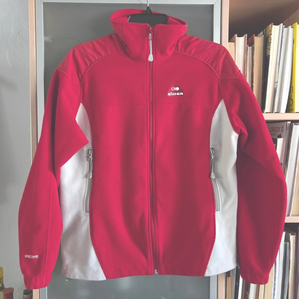 Eider Windstopper Fleece Jacket Women 40 Red White Full Zip Technical Gorpcore